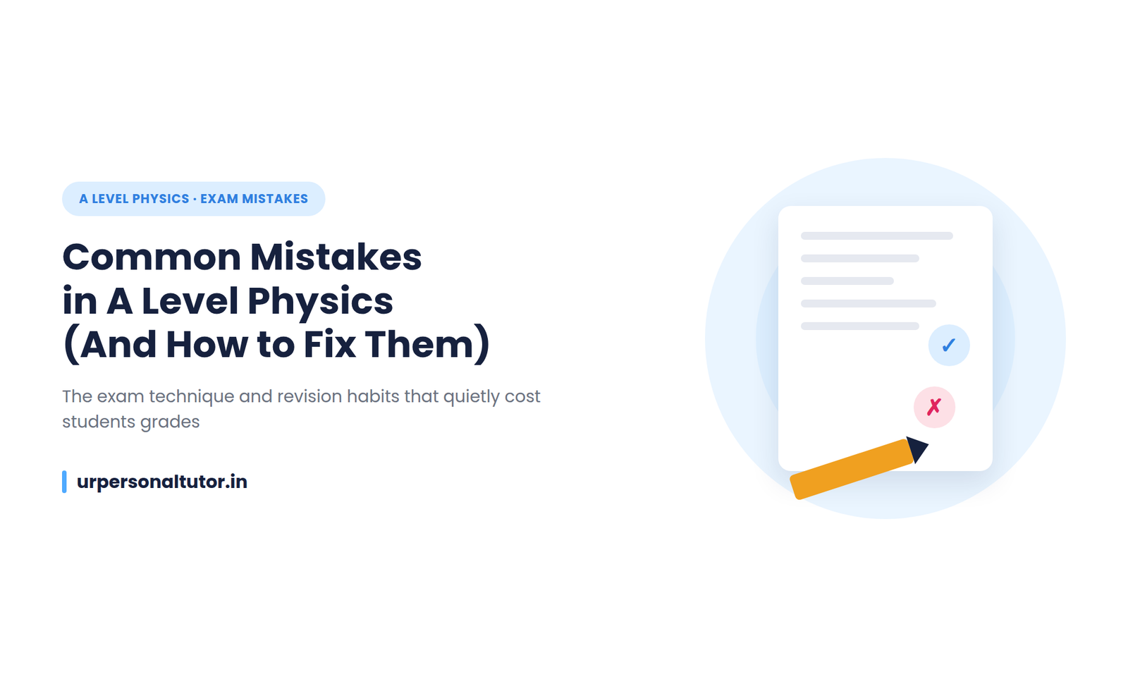 common A Level Physics mistakes and fixes illustrated with icons