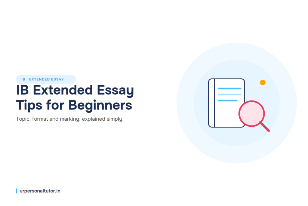 Flat illustration guide to IB Extended Essay tips for beginners with research and writing icons