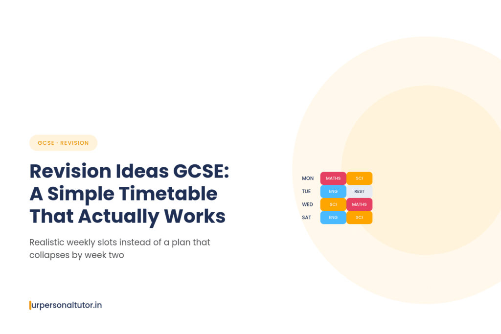 Revision ideas GCSE simple weekly revision timetable graphic